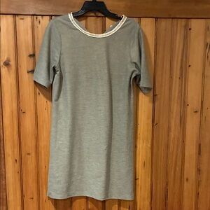 Lila Rose Heather Gray Mini Dress with Cream Accent